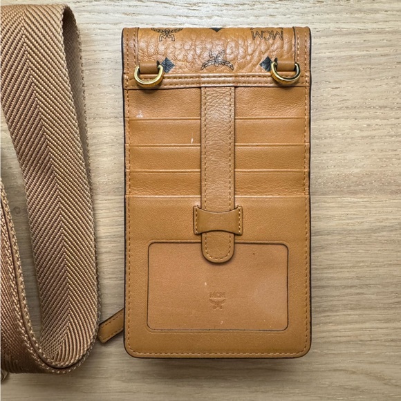 MCM Visetos Crossbody Phone Wallet – Unisex Logo Pouch w/ Strap - Picture 4 of 7